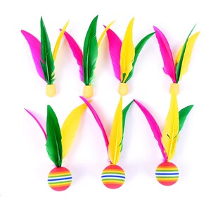 橡胶底球头高弹性三毛毽子球 三毛板球 板羽球 三毛球