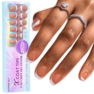 French Tip Press on Nails Gel Nails Brown Short Square