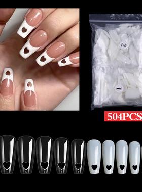 504Pcs Coffin Nail Tips Long Square French Fake False Nails