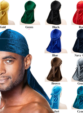 Velvet Durags for Men with Long Tail Stretchable Soft Durags