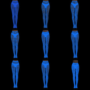 Women Glow In The Dark Blue Light Fishnet Tights Stockings