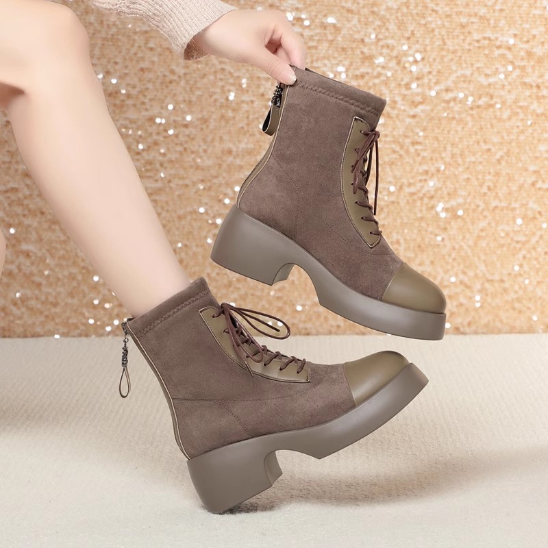 马丁靴女秋冬新款时尚后拉链