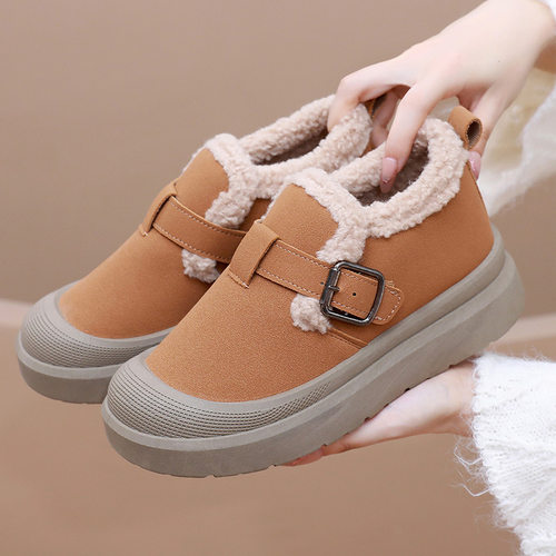 鞋小匠鞋子女冬季新款雪地靴跨境厚底百搭加绒加厚宽头舒适不累脚