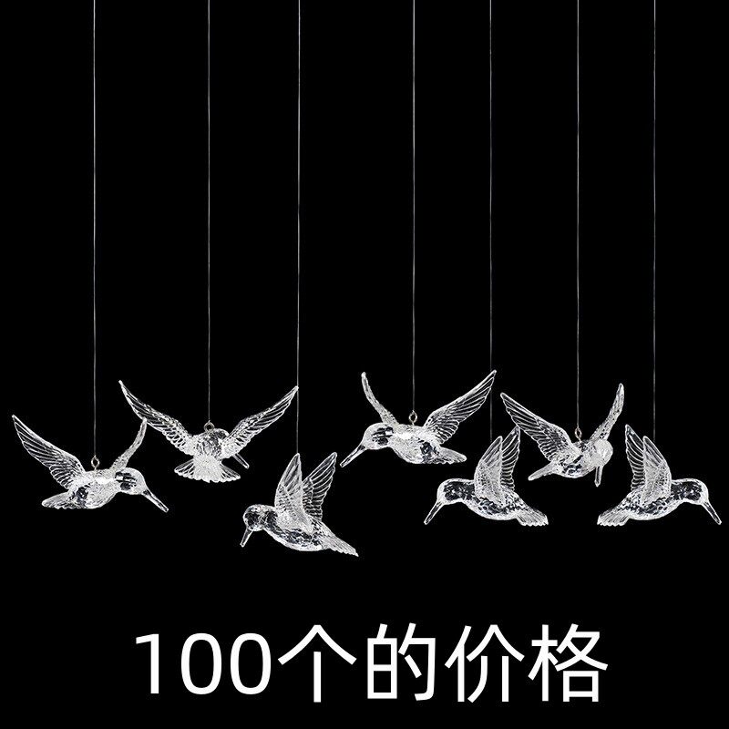 空中吊饰亚克力蜂鸟婚庆透明水晶小鸟商场天花板吊顶装饰挂件飞鸟