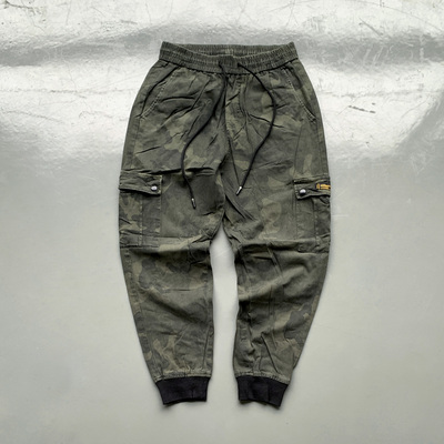 美式休闲重洗水做旧男装多口袋弹力jogger pants束脚休闲裤
