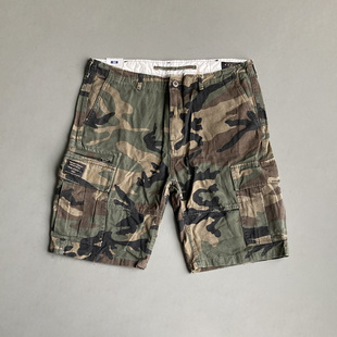 休闲短裤 洗水做旧宽松多口袋工装 全棉迷彩男装 原单夏季