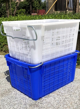 塑料筐水果蔬菜篮子鱼肉生鲜食品配送周转箱冷库仓储运输铁耳箩框