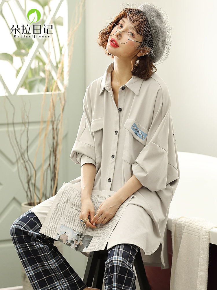 Autumn pajamas women's long-sleeved cotton long version loose sweet cute Korean version can be worn outside home clothes spring and autumn two-piece set