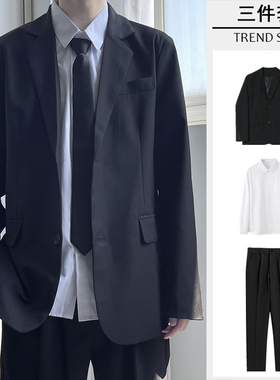 男士小西装套装韩版潮流休闲西服百搭痞帅职业正装外套DK黑色上衣