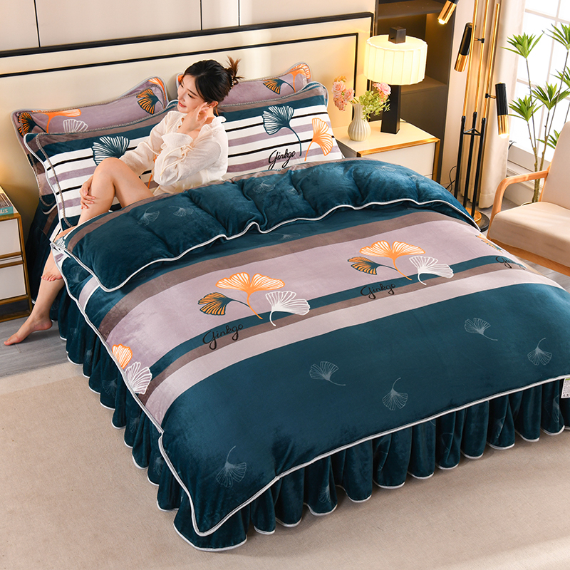 不掉毛冬季加厚珊瑚绒被套单件