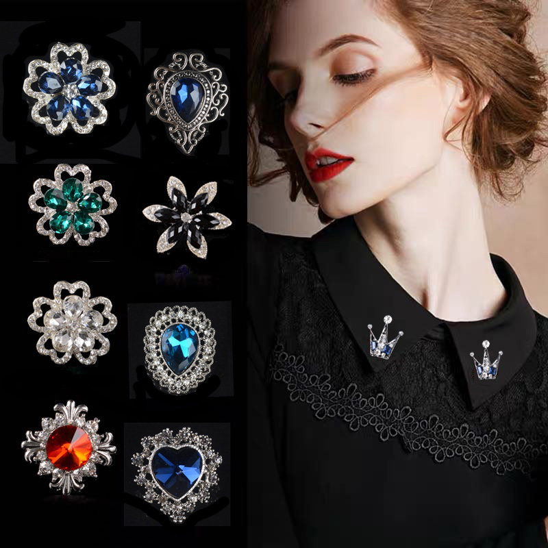 衬衣衣领角扣装饰水钻法式领针封领扣收领口衬衫装饰品配件配饰男