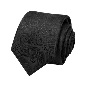 黑色领带男佩斯利花纹西装韩版正装时尚潮流商务复古免手打高级感