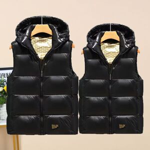 黑金羽绒棉情侣马甲2024新款男女同款休闲宽松气质防寒服背心外套