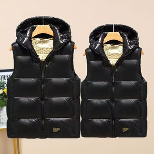 黑金羽绒棉情侣马甲2025新款男女同款休闲宽松气质防寒服背心外套