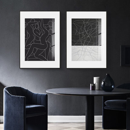 线条艺术现代简约装饰画办公挂画极简几何人物抽象工业风壁画
