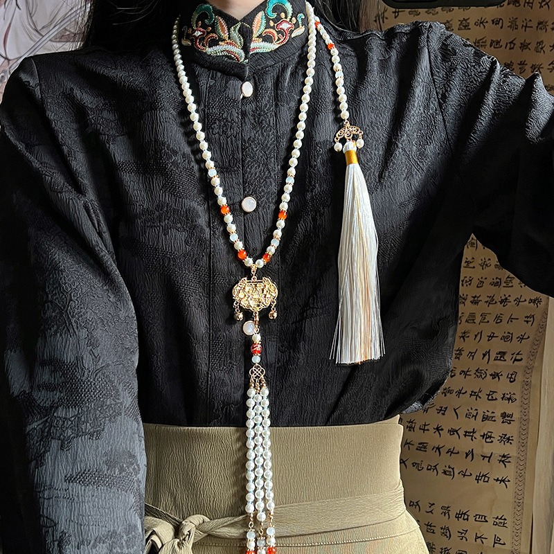 古风汉服长款流苏璎珞项链夏天新中式毛衣链旗袍汉服配饰挂件百搭