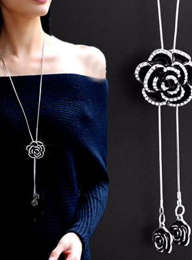 秋冬季挂坠大气水晶装饰品毛衣链