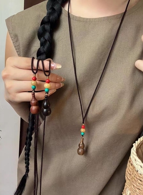 葫芦唐装T恤百搭简约复古项链民族风毛衣链男女国风衣服配饰挂件