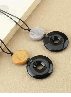 新中式国风平安扣吊坠项链女长款毛衣链唐装汉服配饰衣服挂件配饰