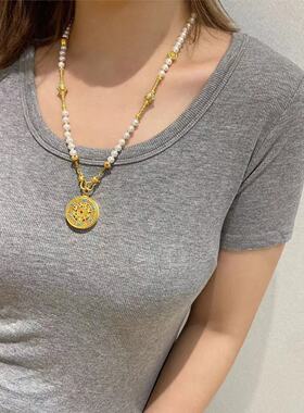 中国风复古唐装汉服配饰挂饰项链长款男女新中式民族风佛珠毛衣链