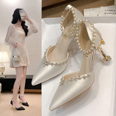 绝美仙风尖头细跟高跟鞋 2025新款 夏季 法式 配裙子单鞋 仙女风高级感