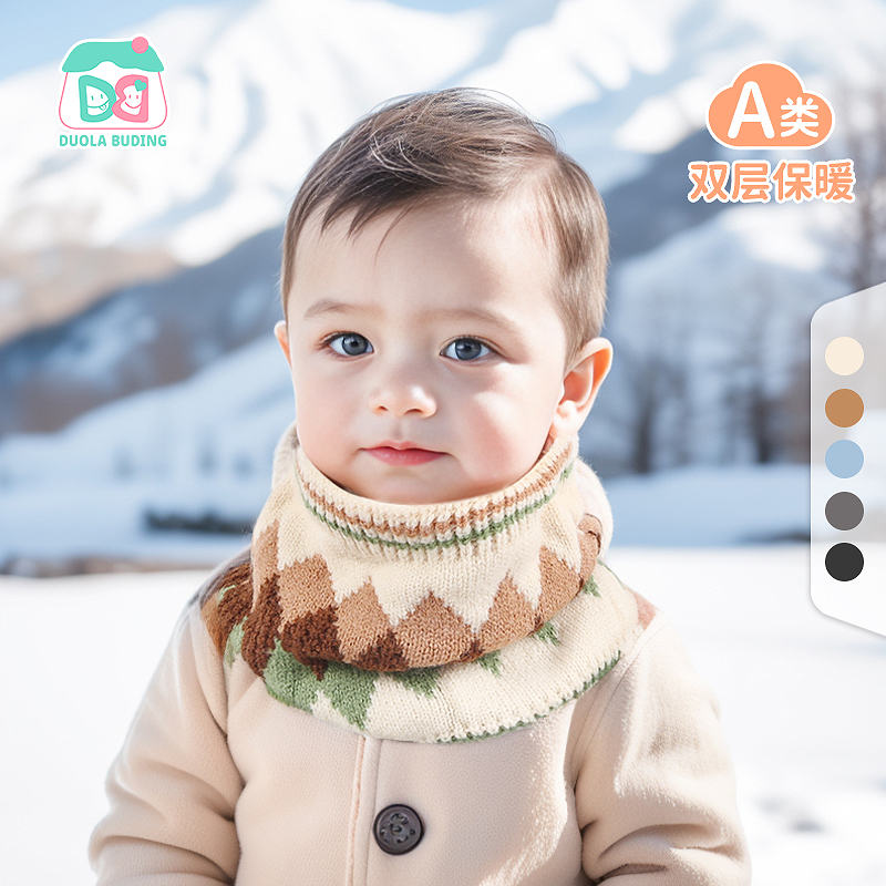 哆啦布丁棉布內里毛線面料圍脖