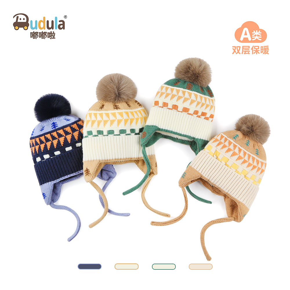 嘟嘟啦毛线毛线护耳帽