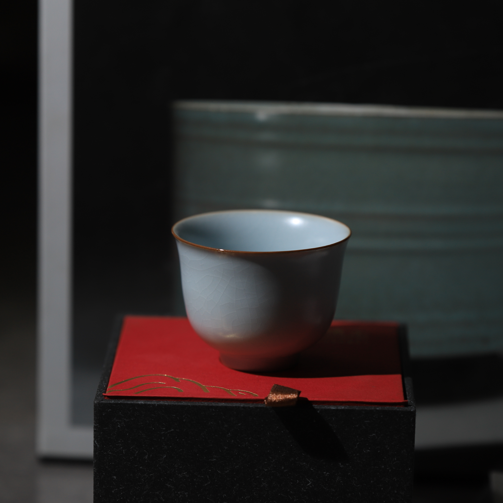 李廷怀汝瓷印章款天青釉主人杯廷怀窑汝窑汝瓷