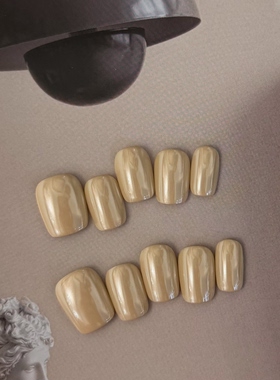 MUZINAIL·【浅燕麦】纯手工定制美甲韩风亮片爆闪轻奢短款美甲