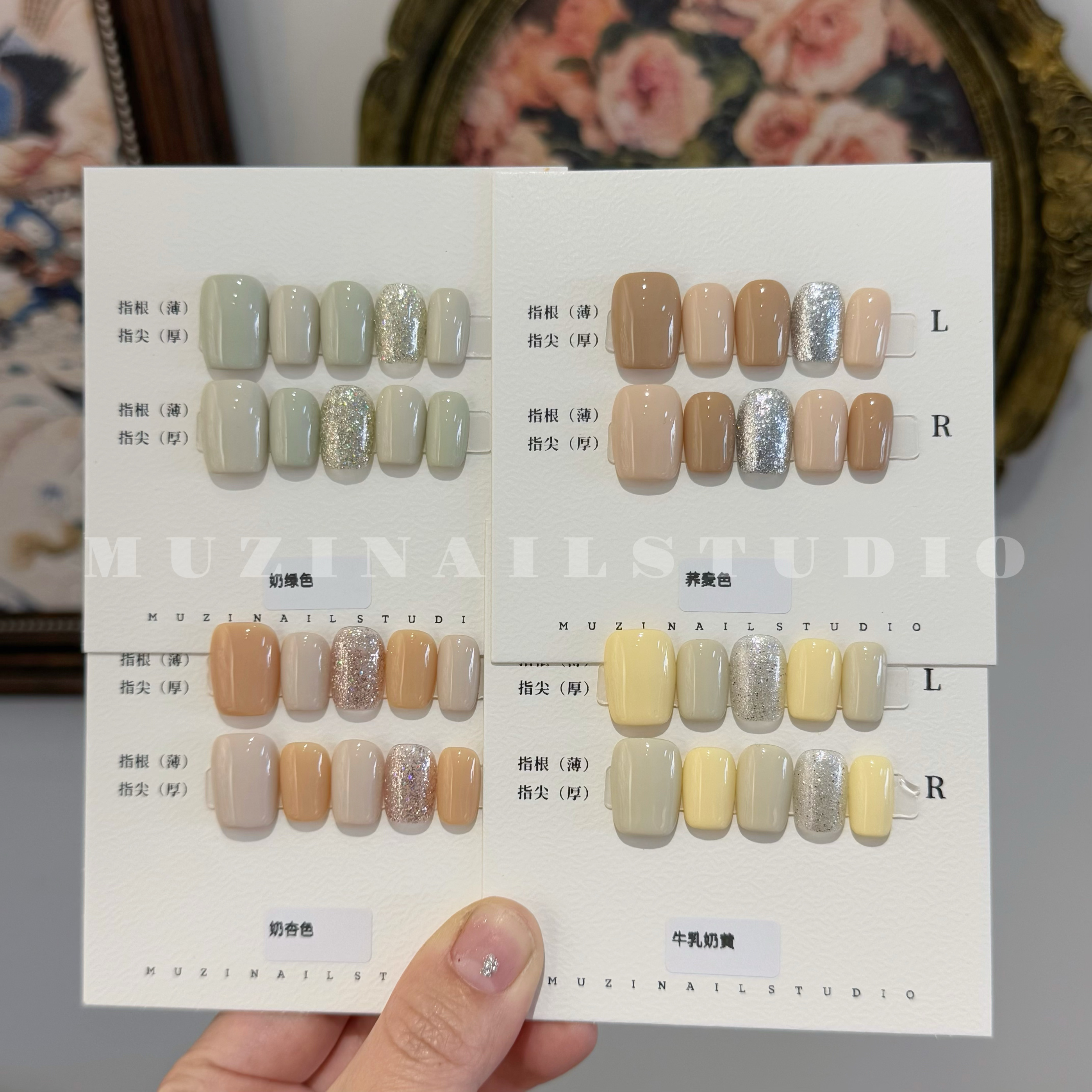 MUZI穿戴甲（A86）纯手工定制美甲纯色单色显白高级假指甲短款可