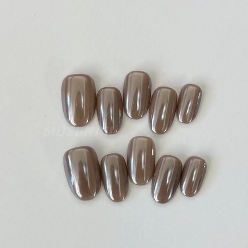 MUZINAIL·【Y083】纯手工定制美甲短款指甲海莉月光粉美甲爆闪轻