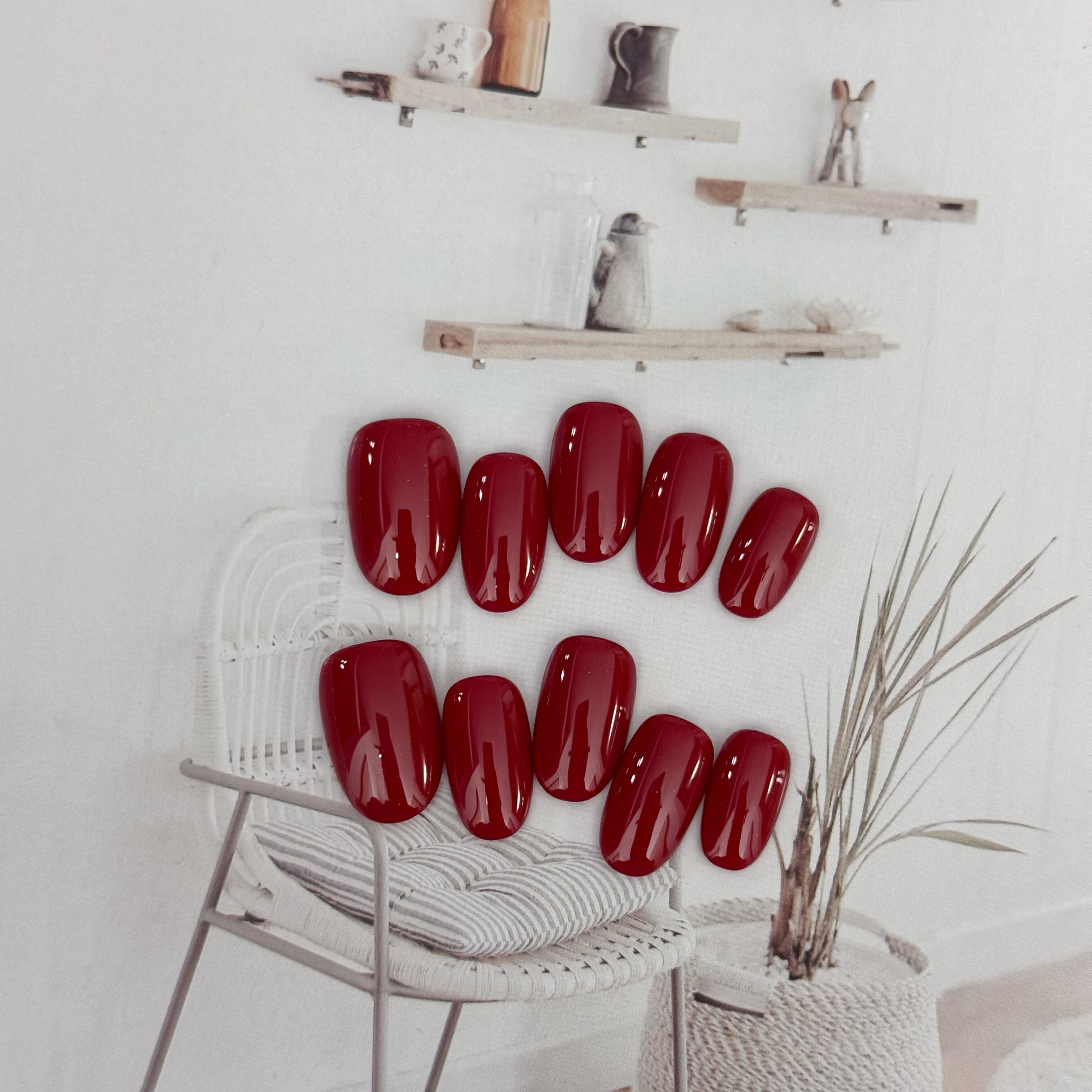 MUZINAIL·【蓝调大红】纯手工定制美甲韩风亮片爆闪轻奢短款美甲,彩妆/香水/美妆工具,穿戴甲/甲片,淘宝优惠券,粉丝福利购,淘宝优惠卷