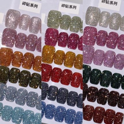 MUZINAIL·【碎钻系列】纯手工定制美甲短款指甲月光粉美甲爆闪