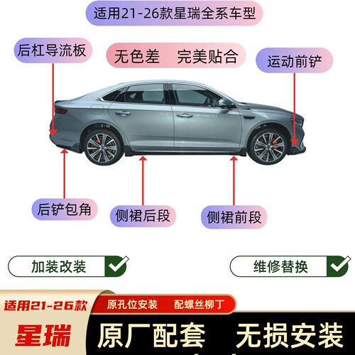 吉利星瑞原厂前铲包围运动套件