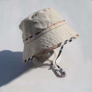 男女宝宝系带甜美可爱渔夫帽子遮阳大檐棉麻渔夫帽盆帽春夏防晒帽