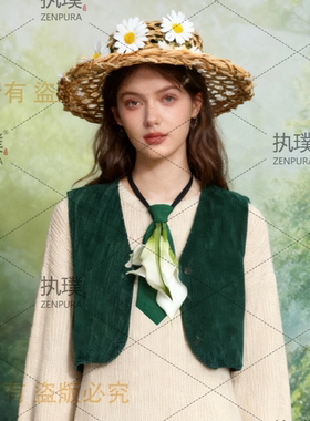 原创马蹄莲森系优雅免打装饰领带