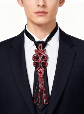 执璞手工镶钻闪钻原创高奢结婚礼重工晚宴主持司仪气质新郎领带