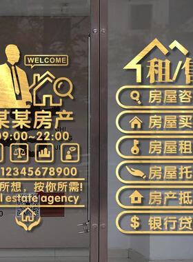 房产中介店铺玻璃门贴纸