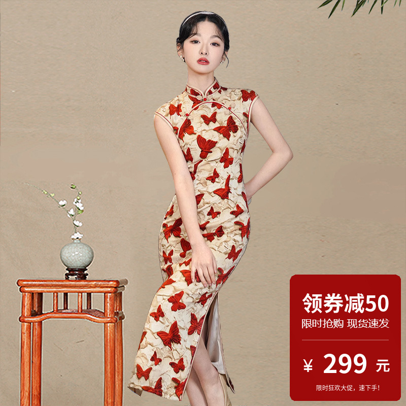 无袖旗袍长款2025新式改良年轻款日常可穿大码胖mm小个子气质民国