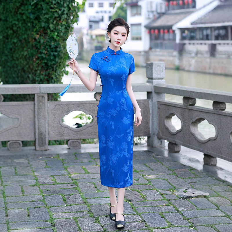 新中式旗袍日常可穿高端2025夏季素雅老上海长款裙子改良国风礼服