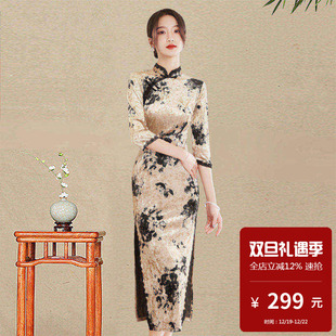 丝绒复古旗袍高级感胖妹妹上海滩港式情结情节简约大气款式连衣裙