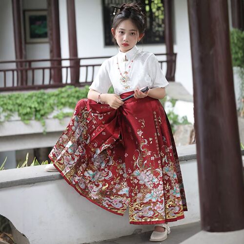 女童马面裙夏季短袖唐装