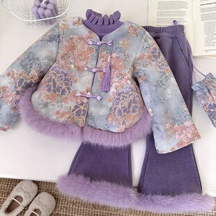 女童汉服冬季加绒2026新款宝宝中国风唐装儿童新中式超仙过年套装