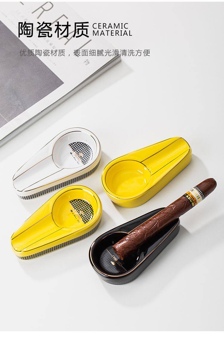 雪茄烟灰缸创意个性时尚陶瓷户外旅行便携式家用雪茄烟缸雪茄专用