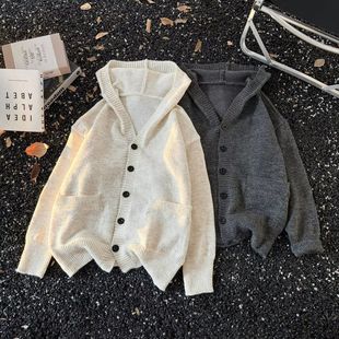 上衣 2025潮牌连帽针织外套男生休闲毛线衣服冬装 开衫 毛衣男春秋季