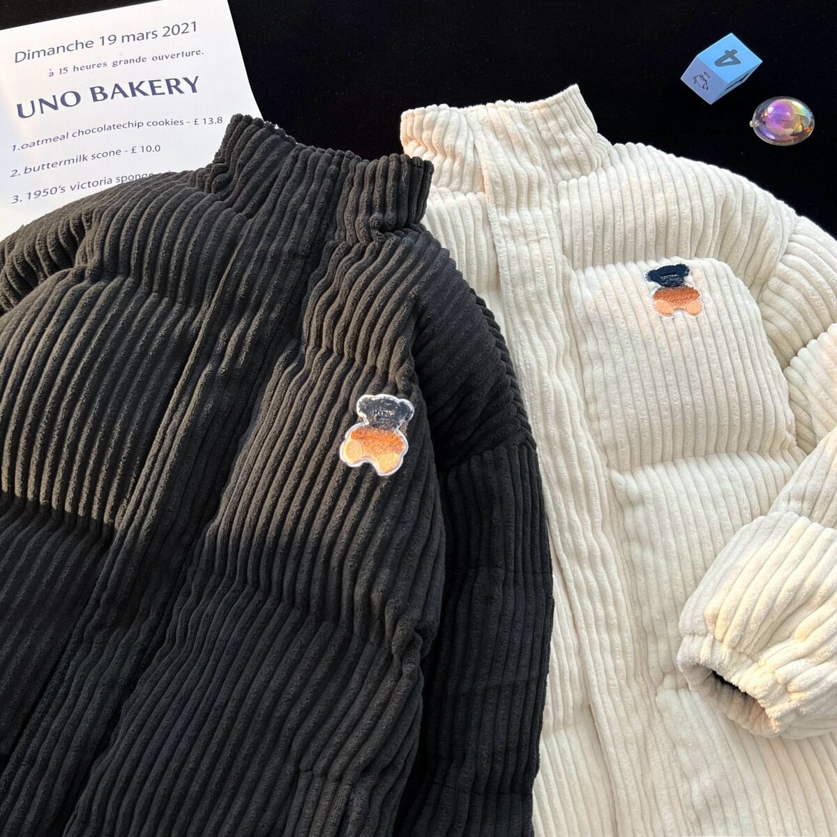 灯芯绒棉服男女刺绣冬季设计感小众oversize立领加绒加厚棉衣外套