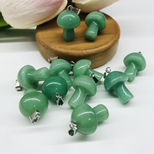 天然玉石水晶小蘑菇半宝石散珠耳环项链挂件吊坠 DIY饰品材料配件