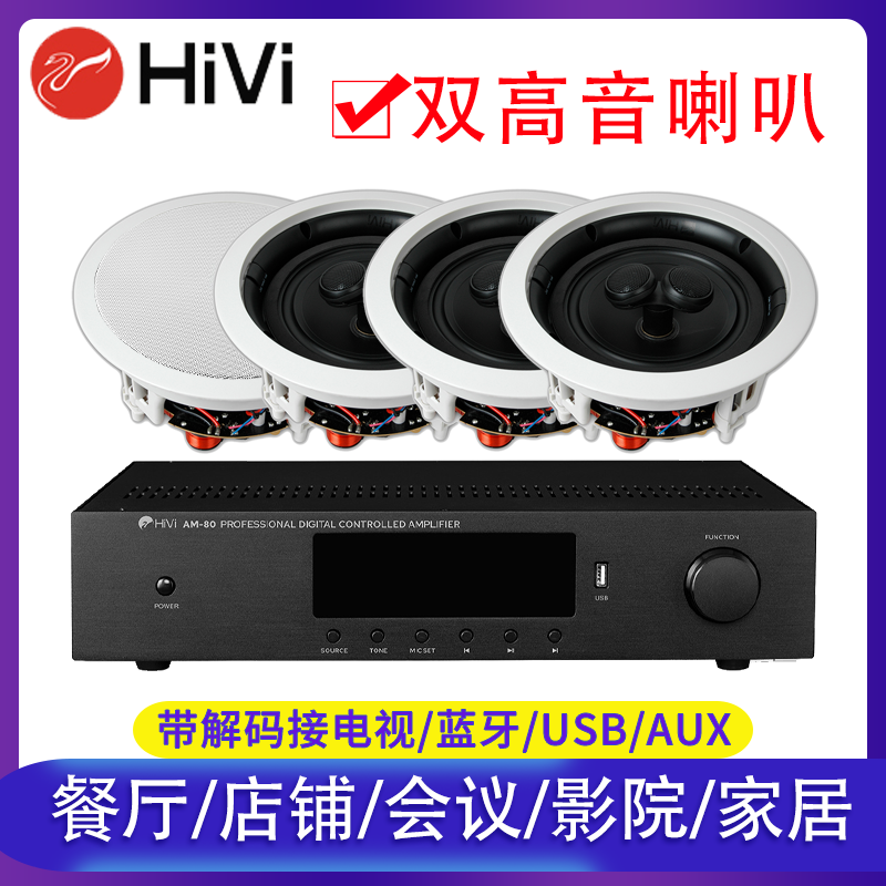 HiVi惠威VX6-SC/VR6-SC吸顶音响天花喇叭嵌入式吊顶音箱8寸套装
