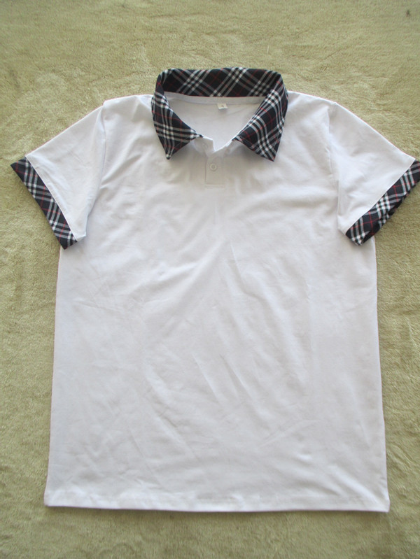 中小学生校服短袖白色t恤夏季儿童班服休闲高中生短袖polo衫纯棉图片