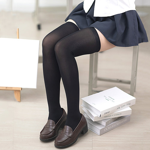 黑色jk过膝长筒丝袜Lolita大腿袜